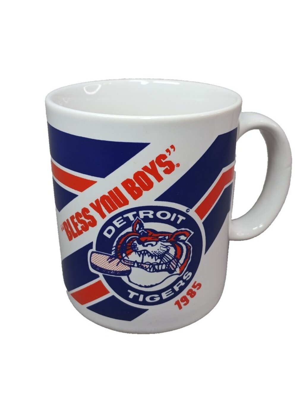 Detroit Tigers Bless You Boys 1983 Coffee Mug Tea Cup Vintage WDIV Stoneware MLB